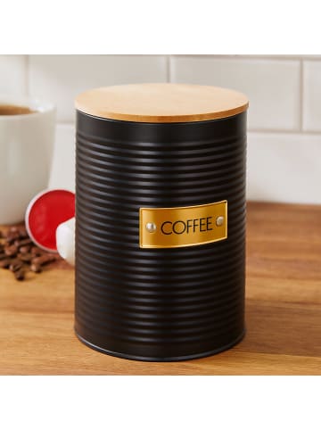 Kaffeedose in Schwarz/ Natur - (H)16 x Ø 11 cm