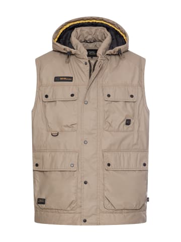 Gefütterte Weste mit abnehmbarer Kapuze in Beige