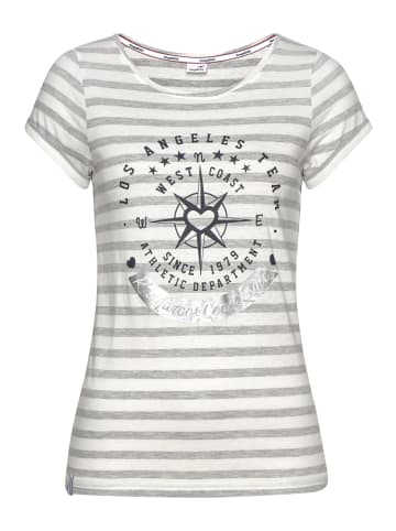 Print-Shirt in grau-weiß-gestreift