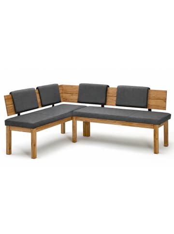 ECKBANK Danny 2 für 5 Personen Massivholz + Microfaser Wildeiche/Grau