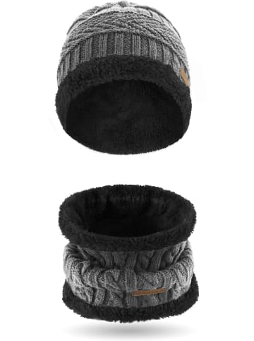 Kebili Winterset mit Fell in Grau/Schwarz