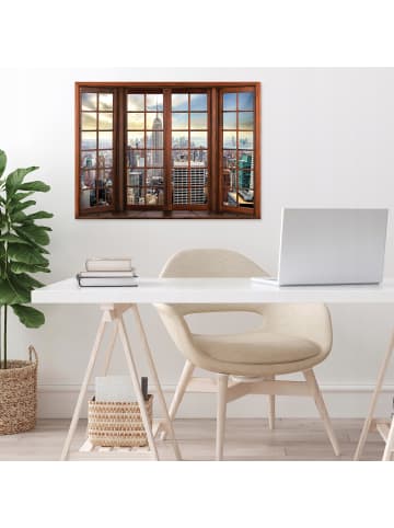 Leinwandbild 3D-Fenster in Beige