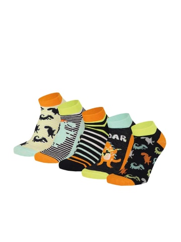 Jungen Sneaker-Socken Dino 5er Pack Kurzsocken in Orange