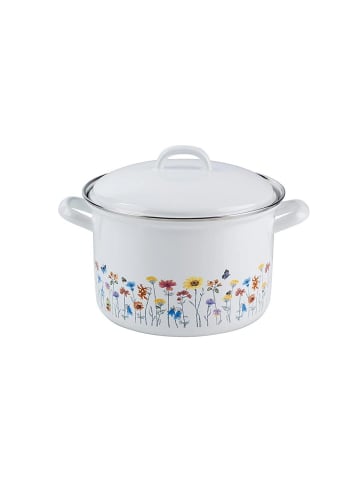 Fleischtopf Country Flora mit Deckel Induktion in Weiß