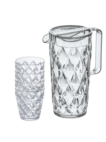 CRYSTAL - Kanne 1,6l mit 4 Becher 250ml in crystal clear