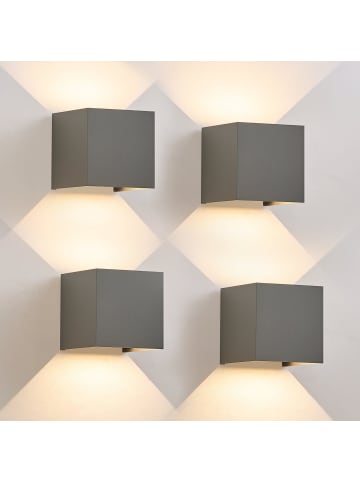 4er-Set Wandleuchte LED 5W in grau modern 3000K warmweiß IP65