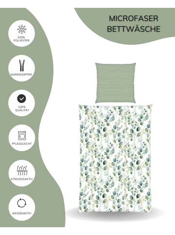 Bettwäsche-Set "Eukalyptus, Blätter" in Grün