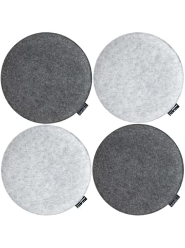 4er Set Filz Stuhlkissen Aska in Grau