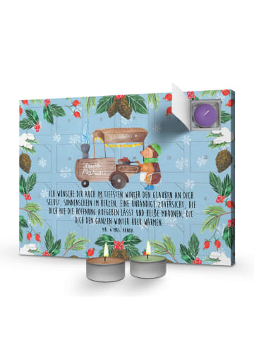Adventskalender Igel Maronen mit Spruch in Eisblau