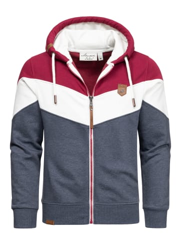 Sweatjacke im Block-Design ARDMORE in Bordeaux/Weiß/Blau