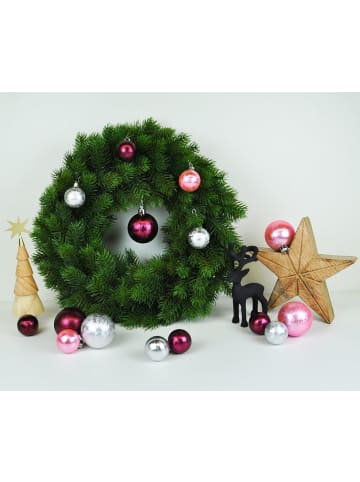 50x Kunststoff Eislack Christbaumkugeln 4 + 6 cm Kugeln in Rosa Bordeaux Silber