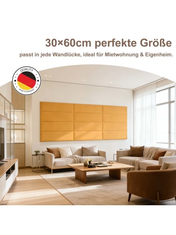 2er-Set Wandkissen aus Stoff 30x60cm 3D Gepolsterte Wandpaneele in Gelb