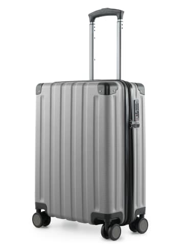 Q-Damm - Handgepäck Koffer 54 x 37 x 21 cm Bordgepäck, 4 Rollen, TSA in Silber