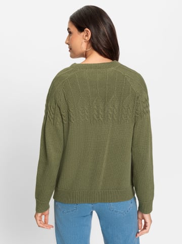 Strickjacke in oliv-meliert