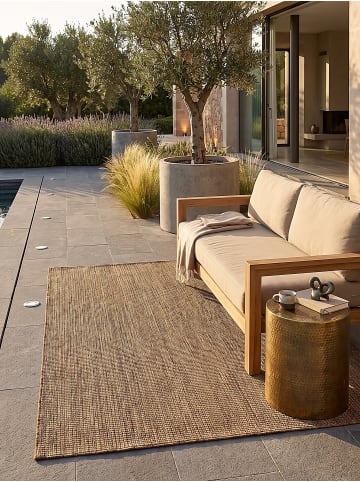 Teppich Outdoor VIGOLENO modern Uni Wohnzimmer Schlafzimmer in Ockerbraun