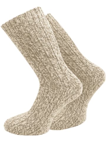 2 Paar Norwegersocken aus Schafwolle in Naturmelange