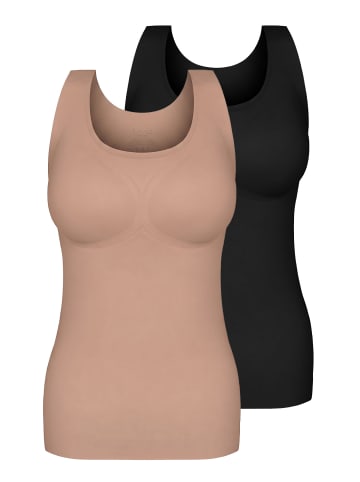 2er Pack BH-Shirt mit herausnehmbaren Pads in sand-black