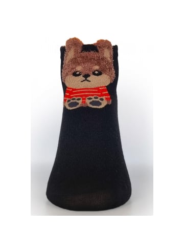 Damensocken Baumwollmischung Bärenmuster Kurze Socken Damen in Schwarz
