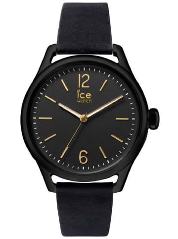 Quarzuhr Ice Time Black Gold - Schwarz schwarz Lederarmband  32mm in schwarz