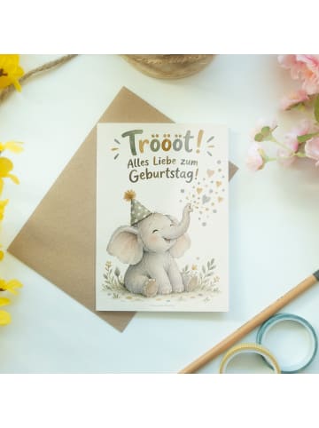 Geburtstagskarte Baby-Elefant Aquarell Design m... in Weiß