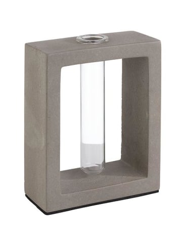 Vase mit Glaseinsatz "ELEMENT" in Grau/Transparent 10 x 4,5 cm, H: 12,5 cm