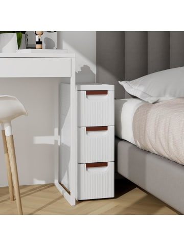 Nischenschrank schmal mit 5 Schubladen & Rollen in Weiß