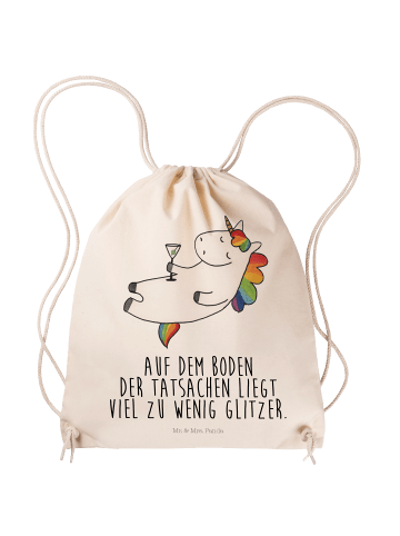 Gym Bag Einhorn Blümchentail mit Spruch in Creme