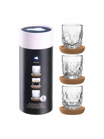 3er Set Espresso-Set mit Untersetzer Gocce in Transparent 60 ml