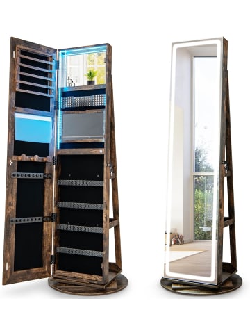 Schmuckschrank LED drehbar in Braun