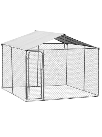 Hundezwinger mit Dach in Silber 3x3m
