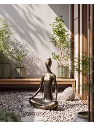 Gartenfigur YOGHINA in Schwarz/Gold - (W) 38 x (H) 60 x (L) 21 cm