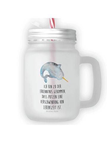 Glas Narwal mit Spruch in Transparent
