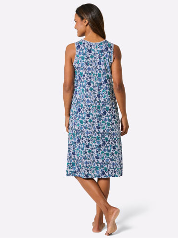 Sommerkleid in jeansblau-topas-bedruckt