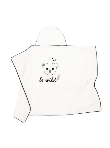 Kapuzenhandtuch "BE-WILD" in Weiß/Schwarz - (L) 72 x (B) 95cm