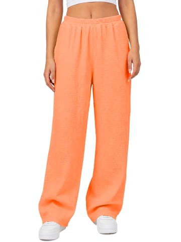 Damen Oversized Hose Musselin in Orange