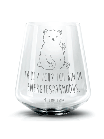 Blümchentailglas Eisbär Faul mit Spruch in Transparent