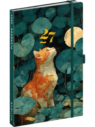 Planbook Notizbuch 2027 mit elastischem Verschluss in Katze - 13 x 21 cm