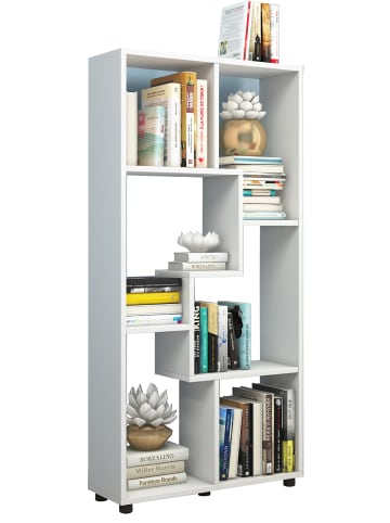 Holz Stand Regal Raumteiler Bücherregal Blina in Weiß