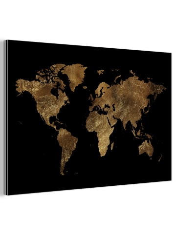 Metallbild Weltkarte gold schwarz