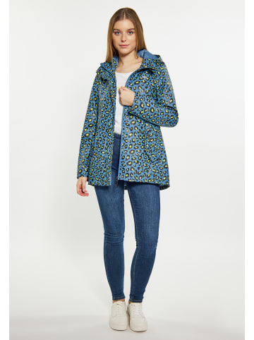 Damen Regenjacke in Stahlblau Limette Leo