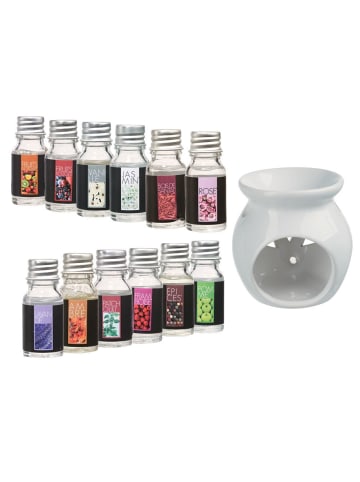 Duftkamin + 12 ätherische Öle Aromatherapie-Set und Geschenkidee in Weiß