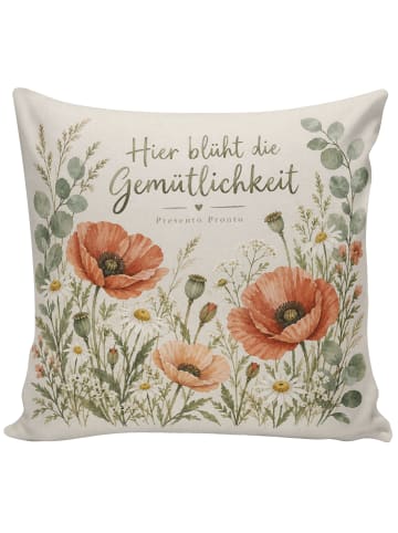 Kissen Wildblumen Handgemalt Design mit Spruch in Weiß