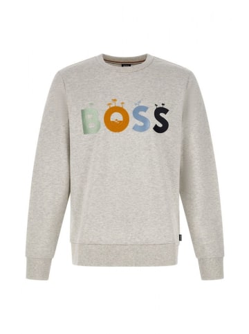 Beige Grau Baumwolle Logo Details Sweatshirt