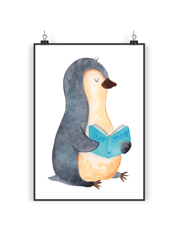 Print Pinguin Buch ohne Spruch in Weiß