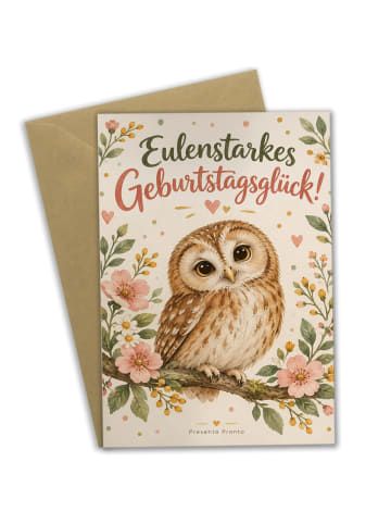 Geburtstagskarte Eule liebevoll verspielt Desig... in Weiß