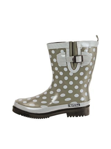 Gummistiefel Ocean Halbschaft in oliv mit weißen Punkten