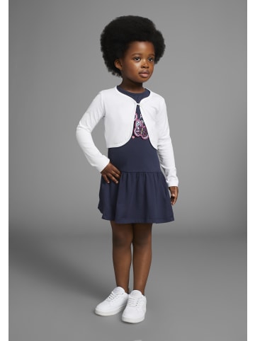 Bolero, Kleid & Leggings in marine/weiß