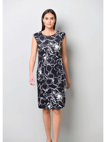 Florales Druckkleid mit Rundhals in schwarz