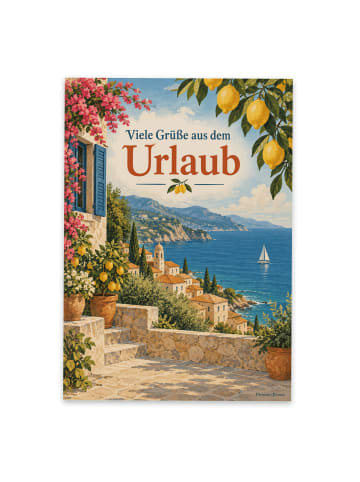 Grußkarte Urlaubspostkarte mediterran Design mi... in Weiß