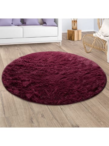 Hochflor Teppich Shaggy waschbar Unifarben Schlafzimmer in Lila